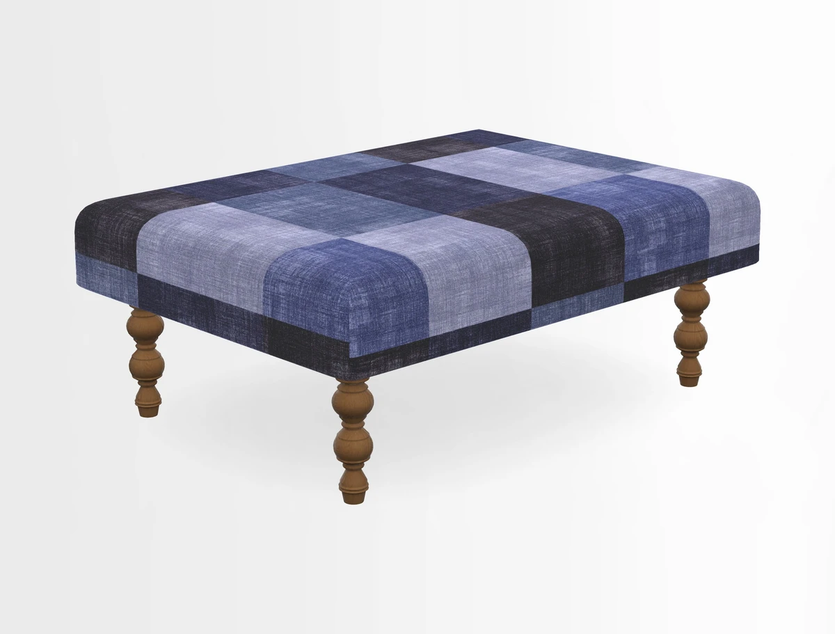 Porthallow Footstool in V&A Threads of India Sulawesi Splendour Indra Winter