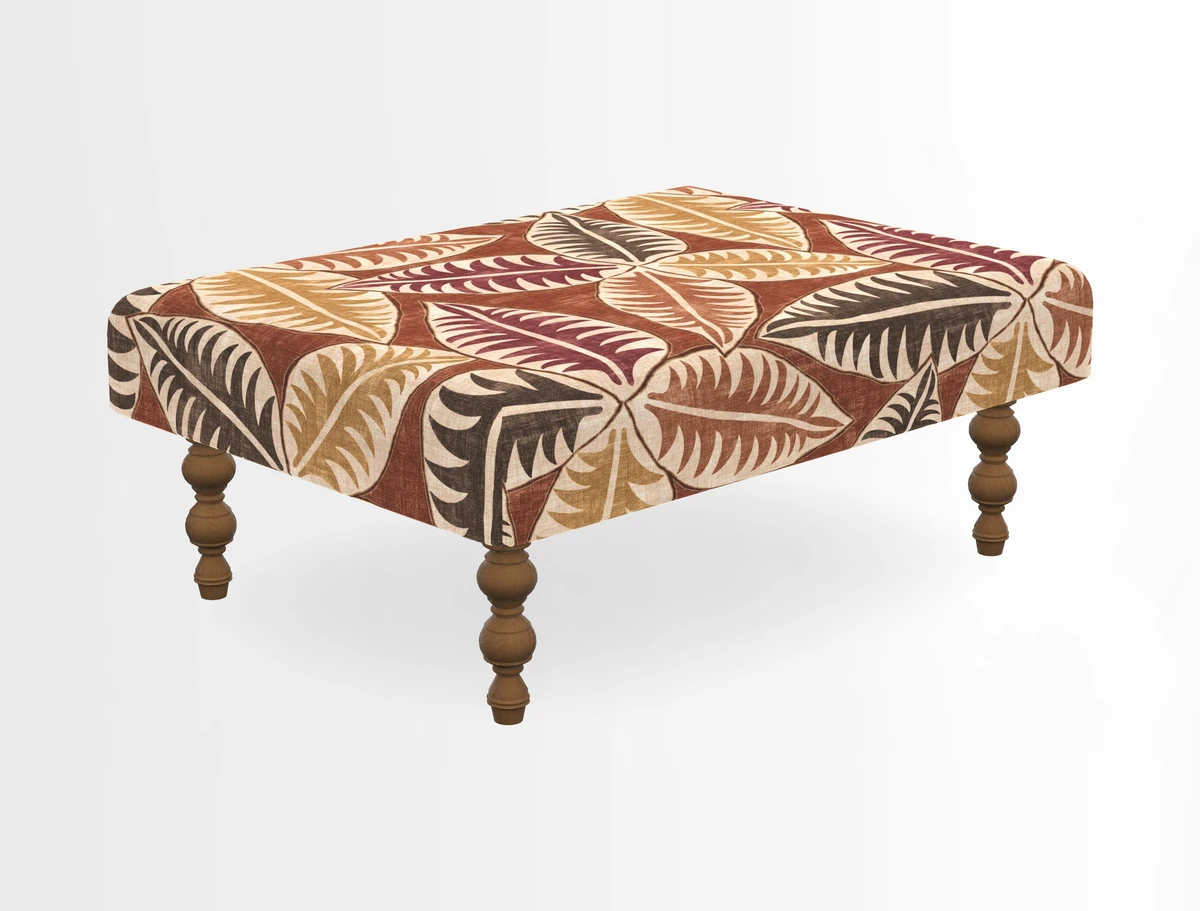 Porthallow Footstool in V&A Threads of India Sulawesi Splendour Indra Winter