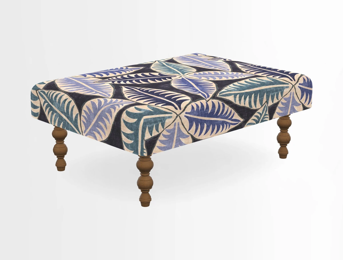 Porthallow Footstool in V&A Threads of India Sulawesi Splendour Indra Winter