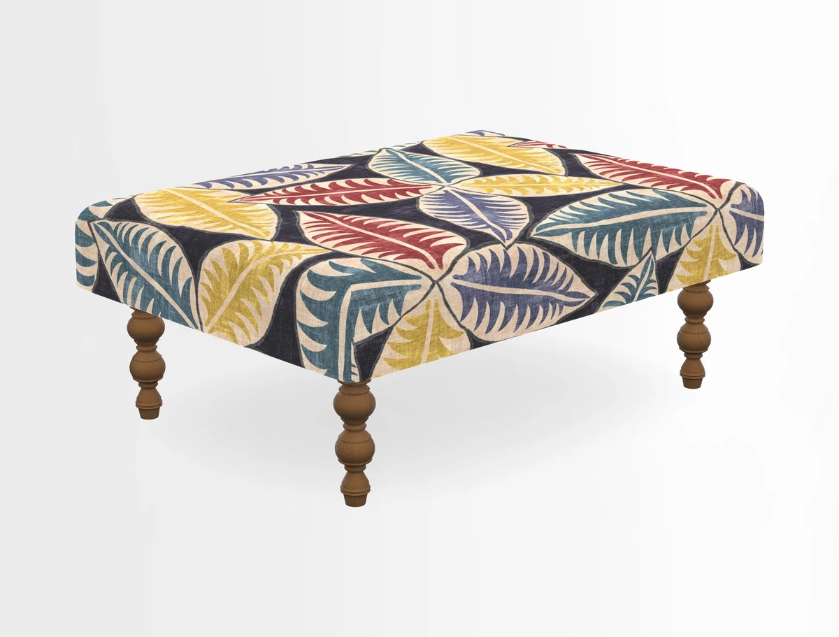 Porthallow Footstool in V&A Threads of India Sulawesi Splendour Indra Winter