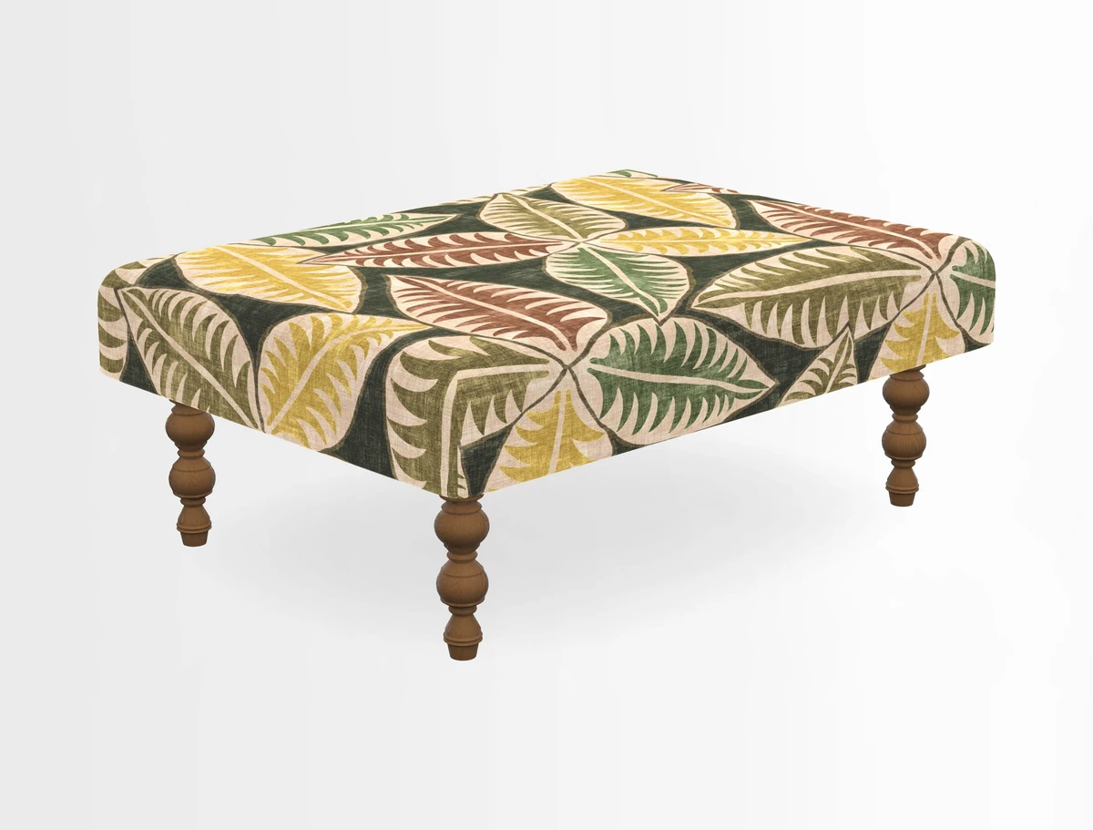 Porthallow Footstool in V&A Threads of India Sulawesi Splendour Indra Winter