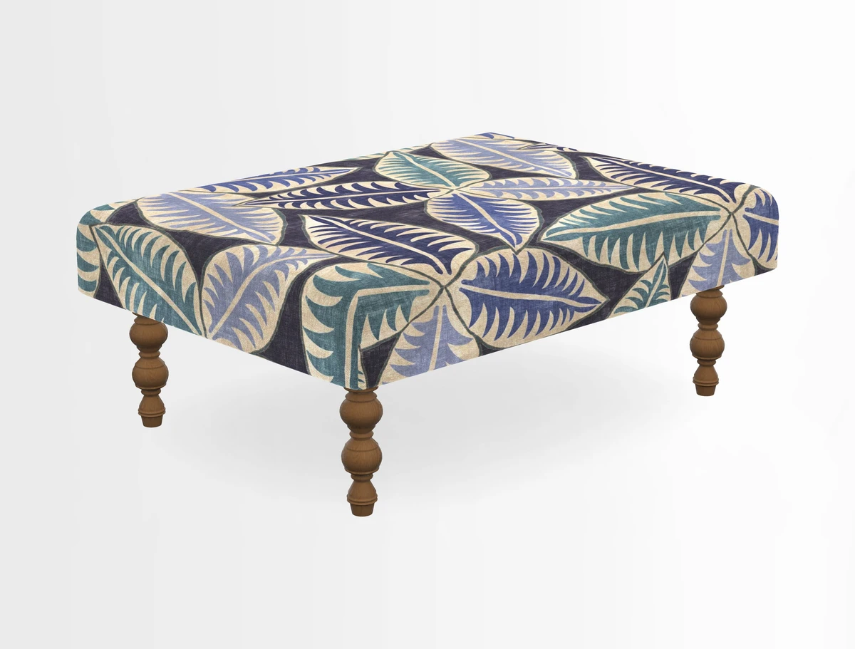 Porthallow Footstool in V&A Threads of India Sulawesi Splendour Indra Winter