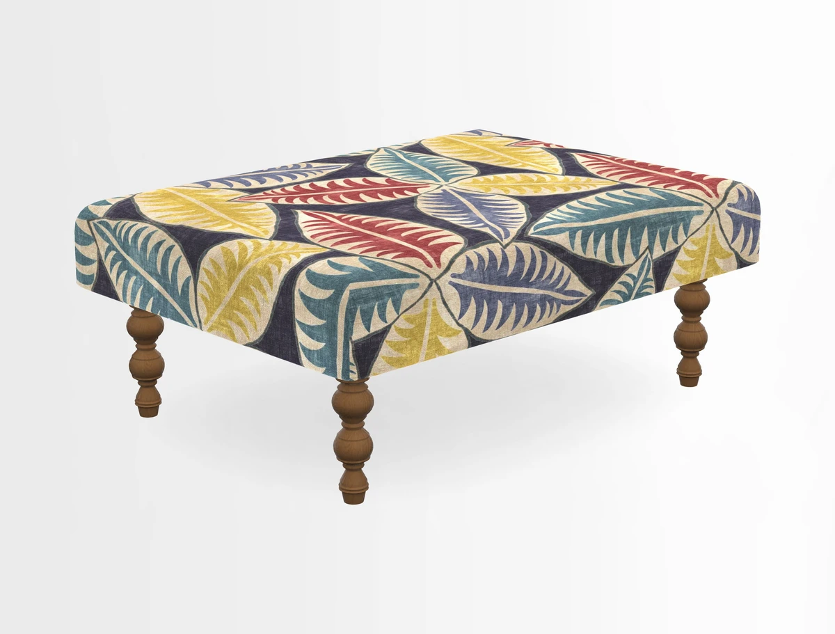Porthallow Footstool in V&A Threads of India Sulawesi Splendour Indra Winter