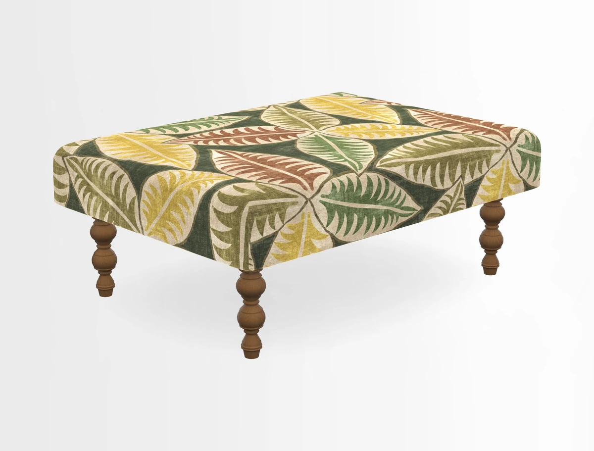 Porthallow Footstool in V&A Threads of India Sulawesi Splendour Indra Winter