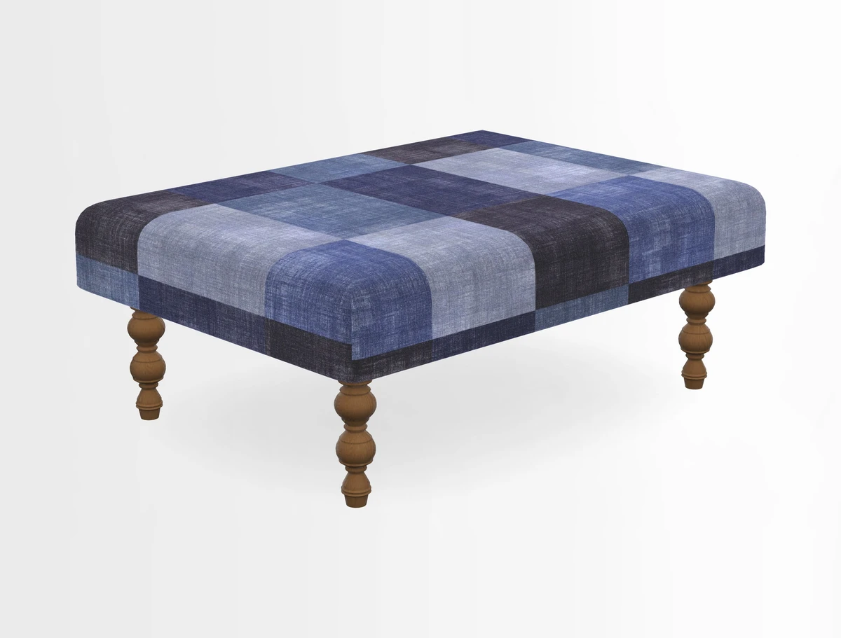 Porthallow Footstool in V&A Threads of India Sulawesi Splendour Indra Winter