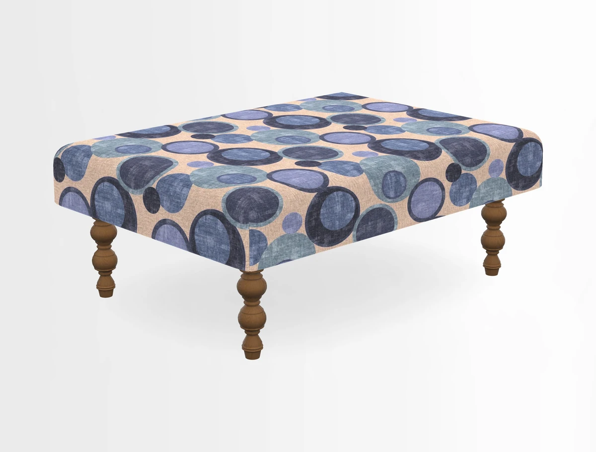 Porthallow Footstool in V&A Threads of India Sulawesi Splendour Indra Winter