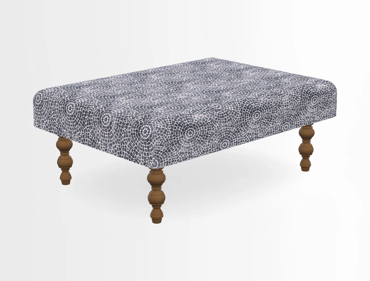 Porthallow Footstool in V&A Threads of India Sulawesi Splendour Indra Winter