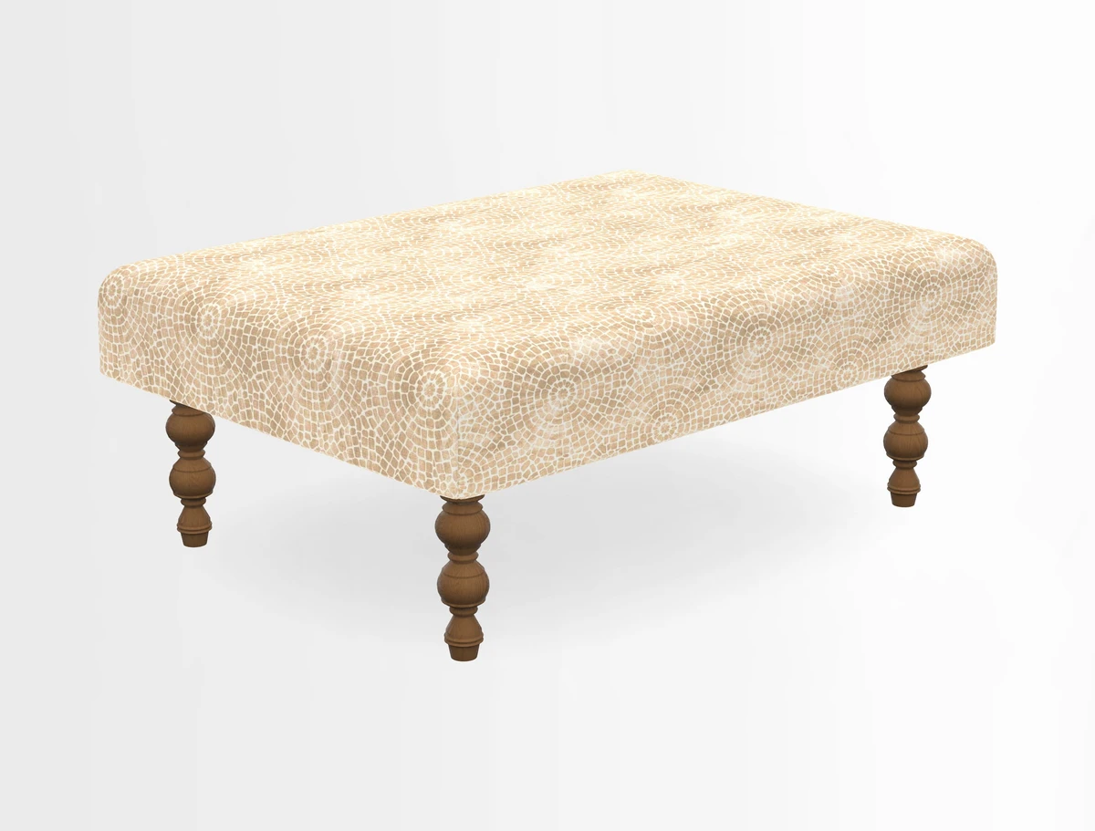 Porthallow Footstool in V&A Threads of India Sulawesi Splendour Indra Winter