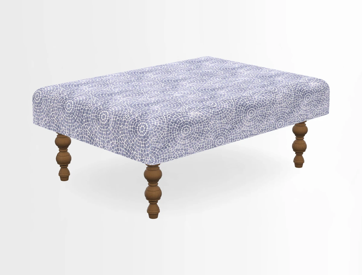 Porthallow Footstool in V&A Threads of India Sulawesi Splendour Indra Winter