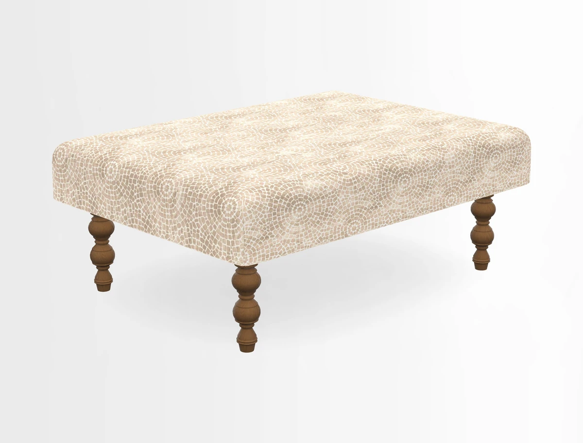 Porthallow Footstool in V&A Threads of India Sulawesi Splendour Indra Winter