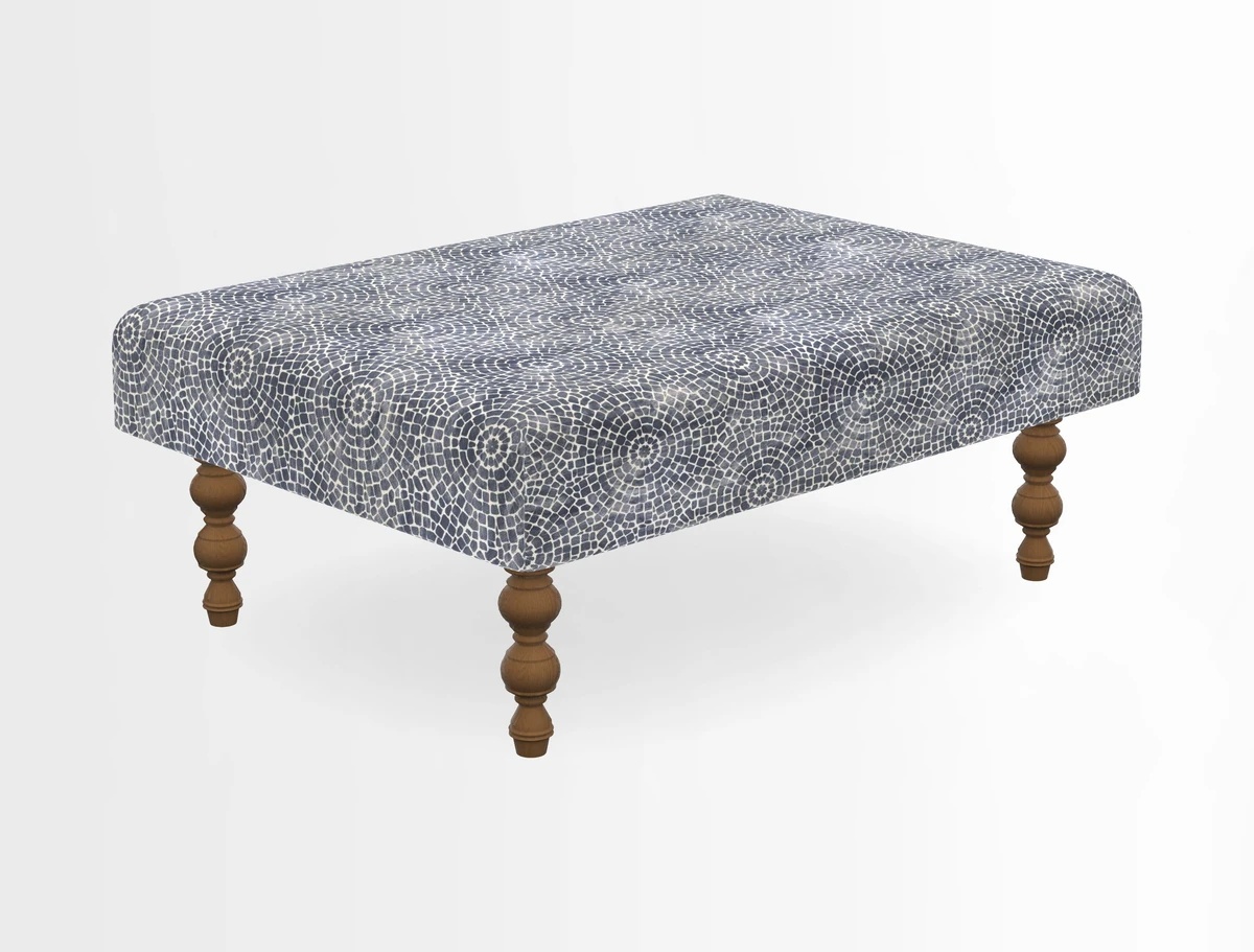 Porthallow Footstool in V&A Threads of India Sulawesi Splendour Indra Winter