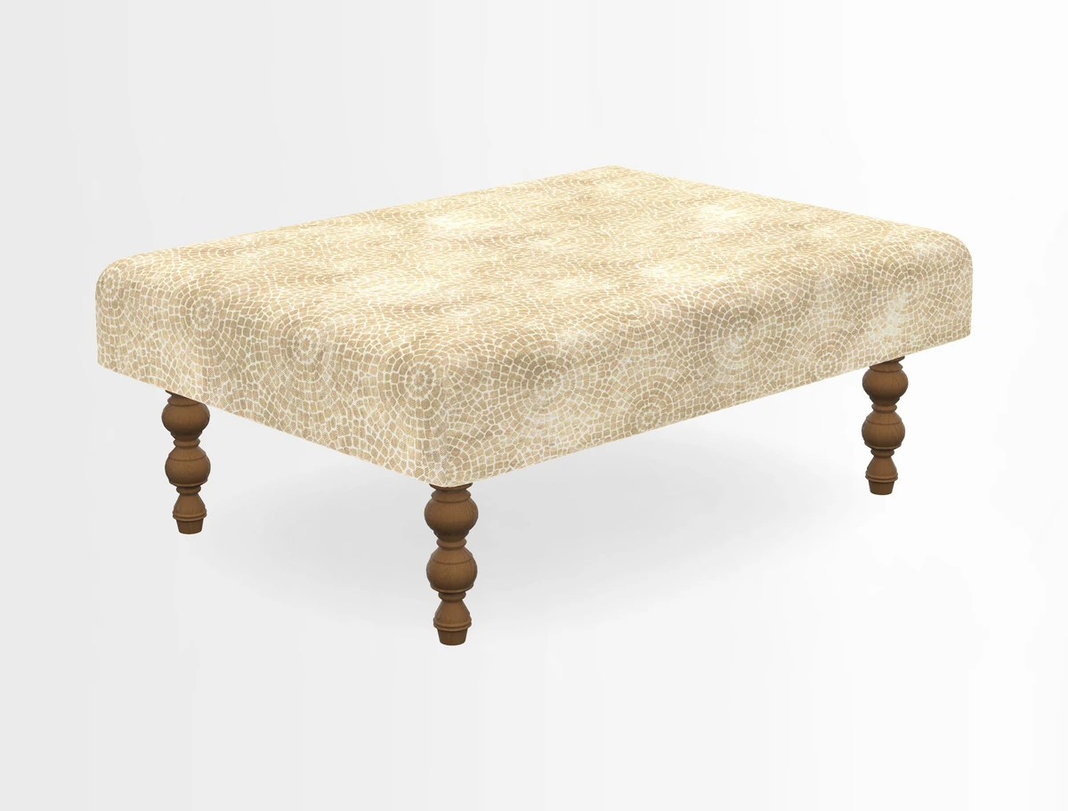 Porthallow Footstool in V&A Threads of India Sulawesi Splendour Indra Winter