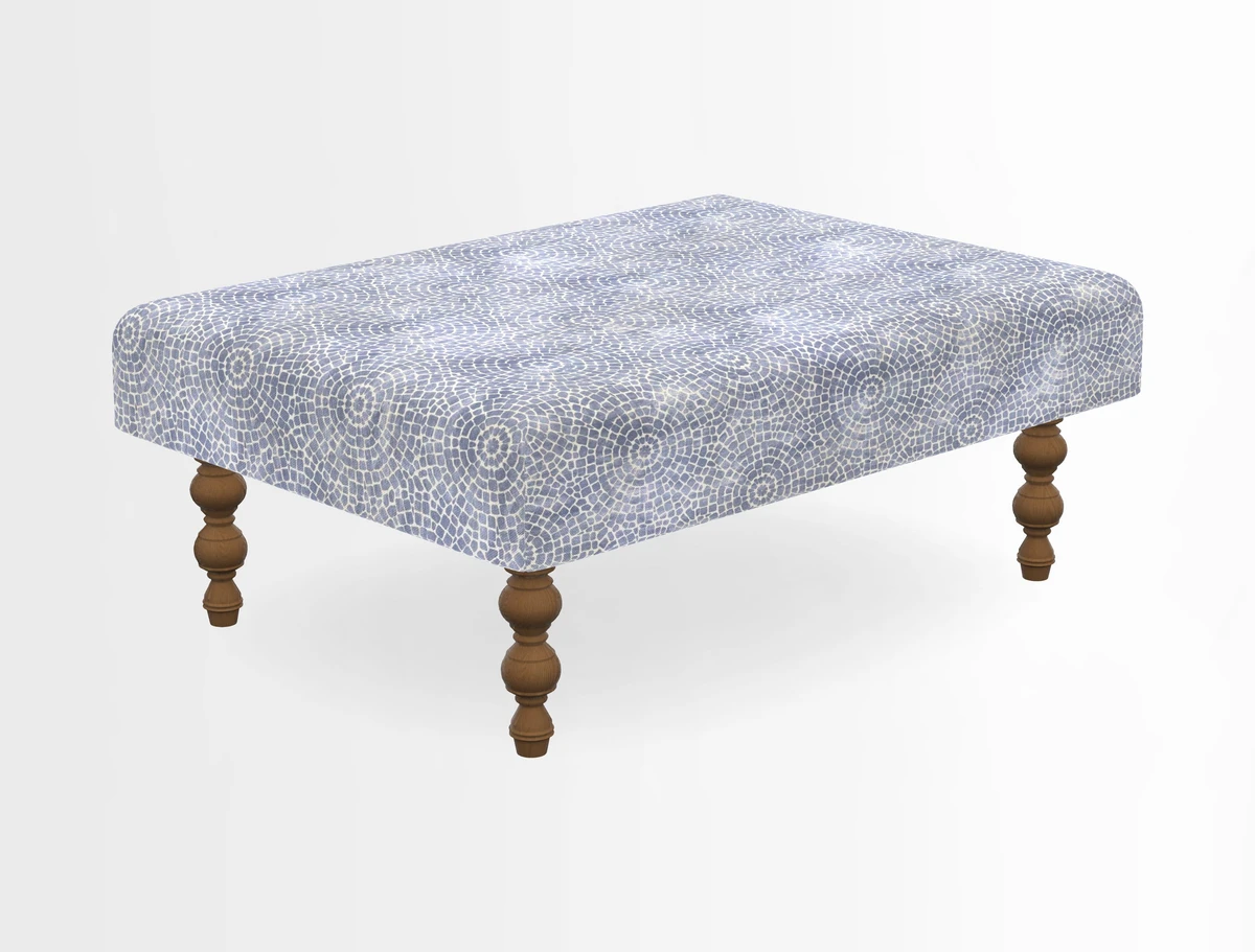 Porthallow Footstool in V&A Threads of India Sulawesi Splendour Indra Winter