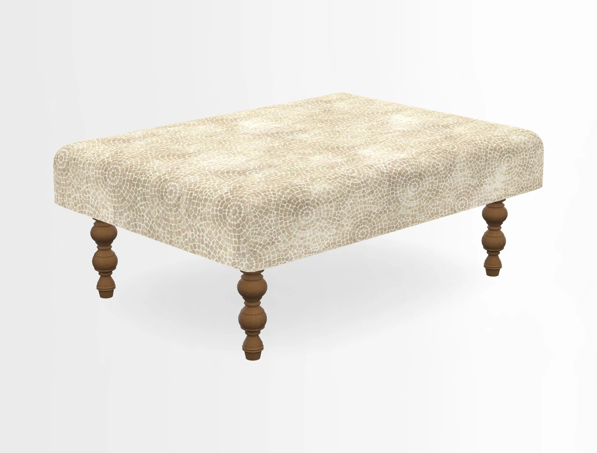 Porthallow Footstool in V&A Threads of India Sulawesi Splendour Indra Winter
