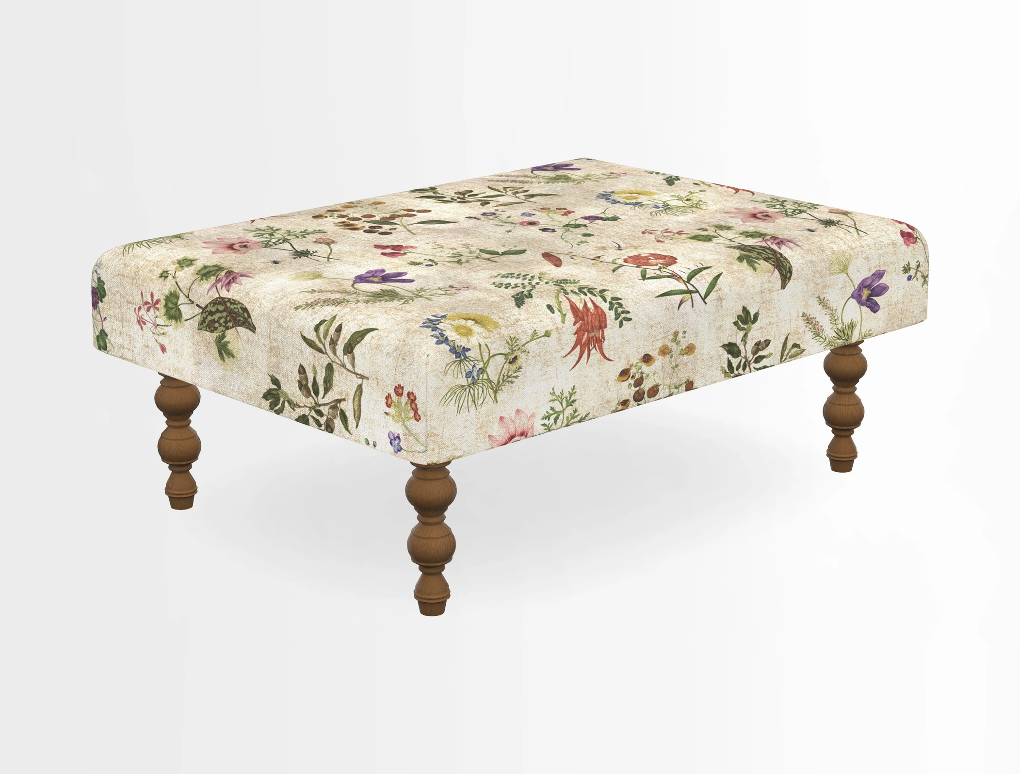 Porthallow Footstool in V&A Threads of India Sulawesi Splendour Indra Winter