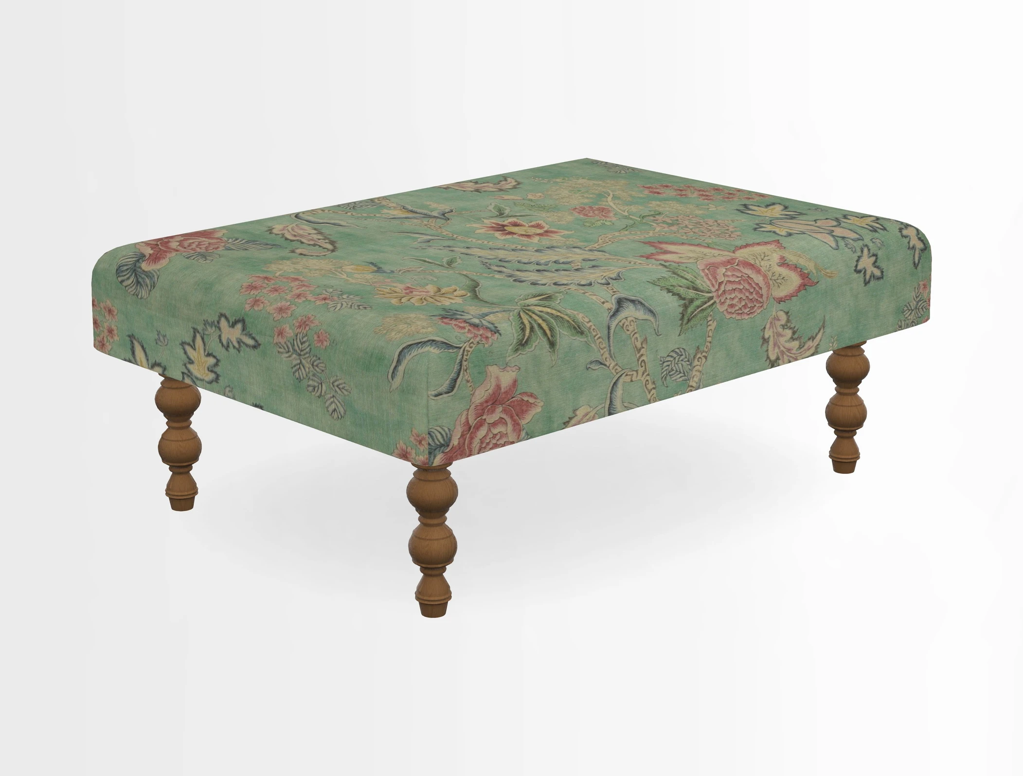 Porthallow Footstool in V&A Threads of India Sulawesi Splendour Indra Winter