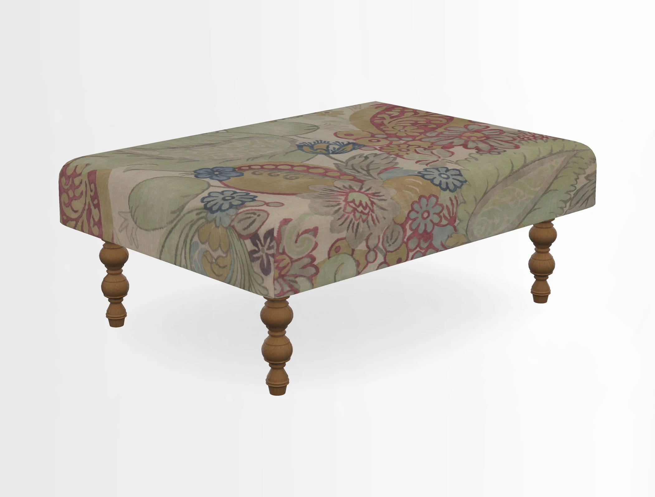 Porthallow Footstool in V&A Threads of India Sulawesi Splendour Indra Winter