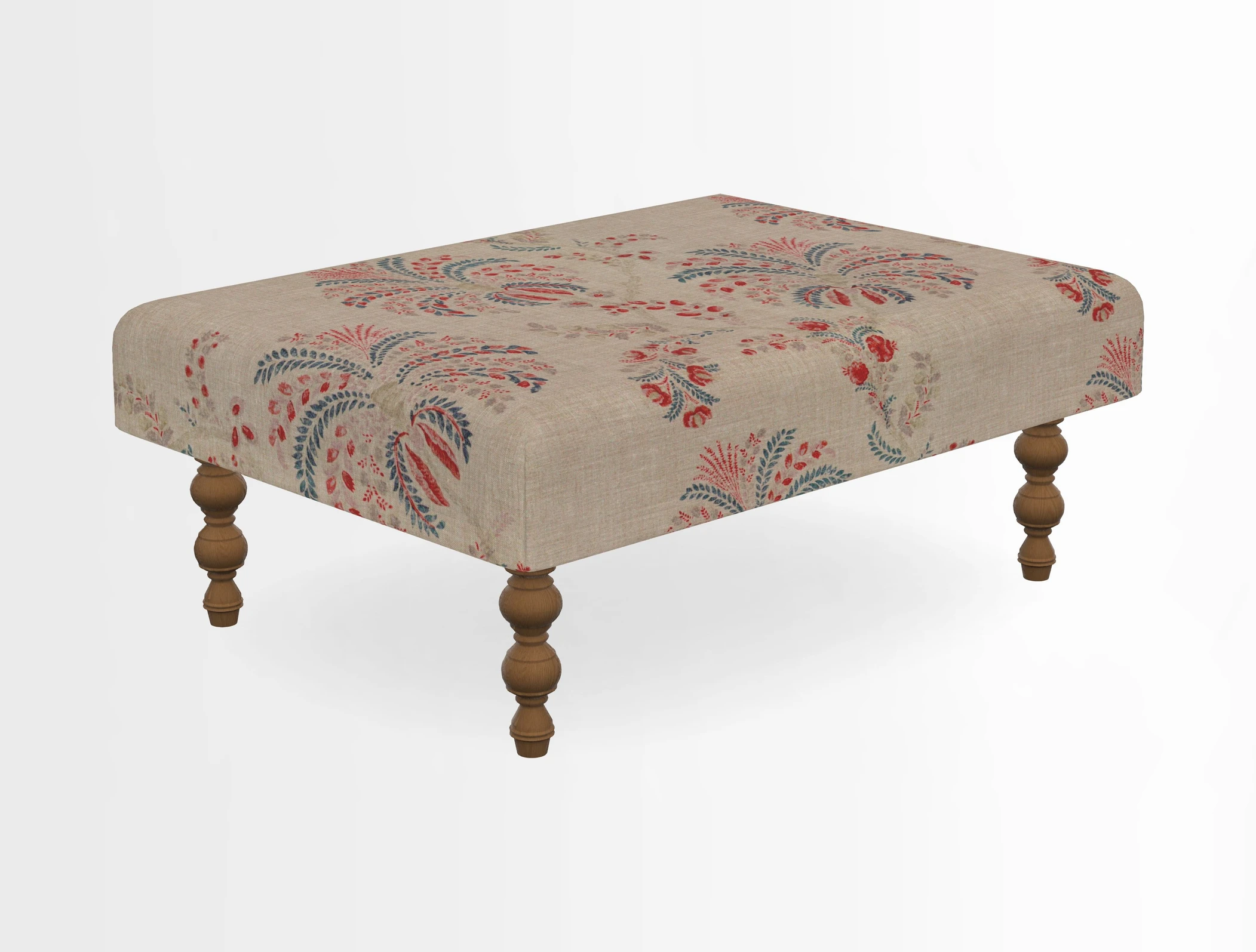 Porthallow Footstool in V&A Threads of India Sulawesi Splendour Indra Winter
