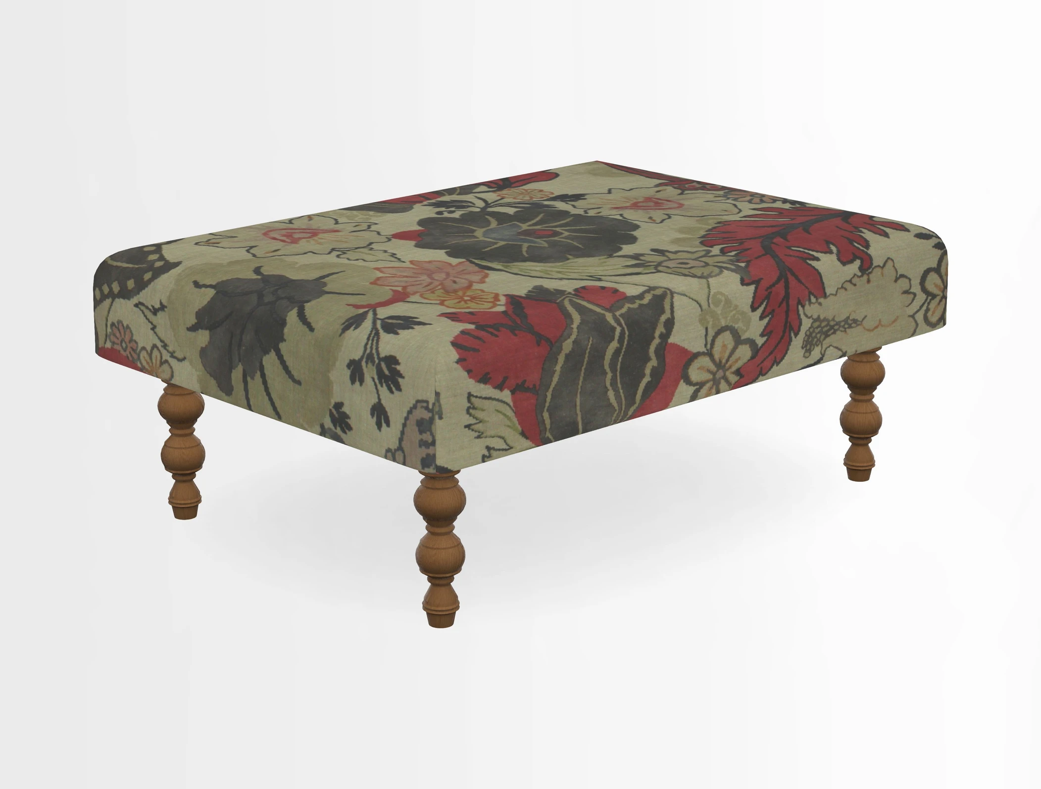 Porthallow Footstool in V&A Threads of India Sulawesi Splendour Indra Winter