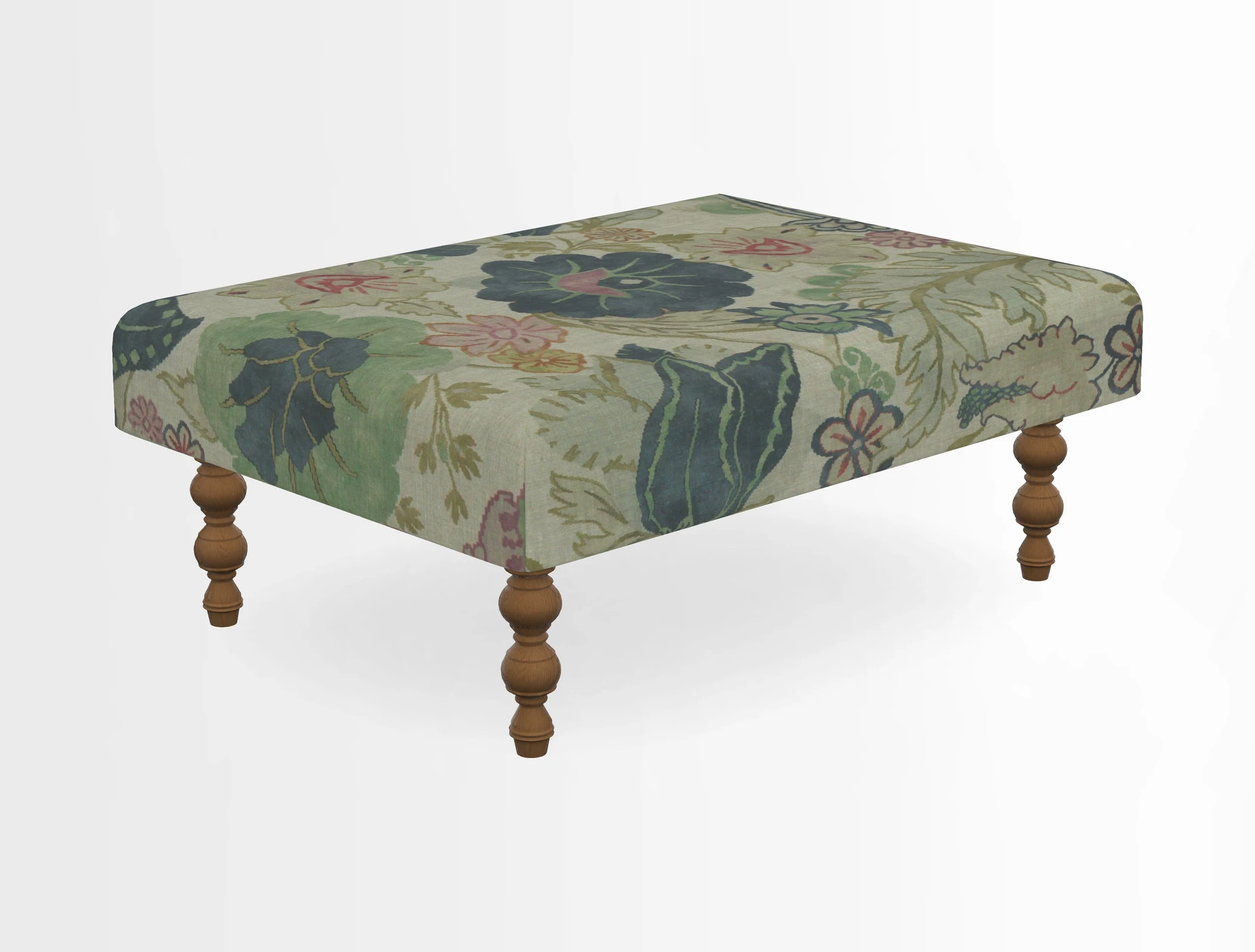 Porthallow Footstool in V&A Threads of India Sulawesi Splendour Indra Winter