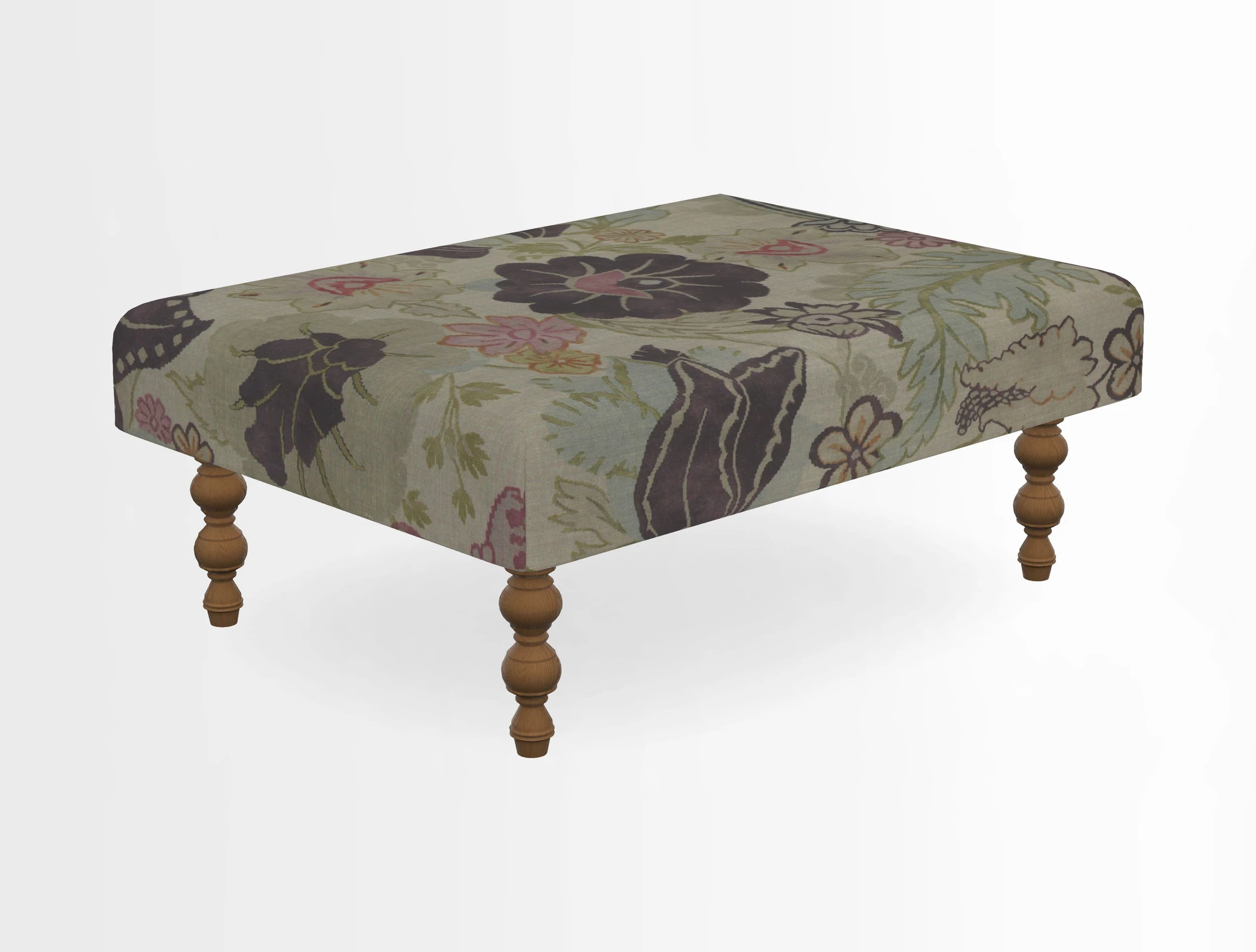 Porthallow Footstool in V&A Threads of India Sulawesi Splendour Indra Winter