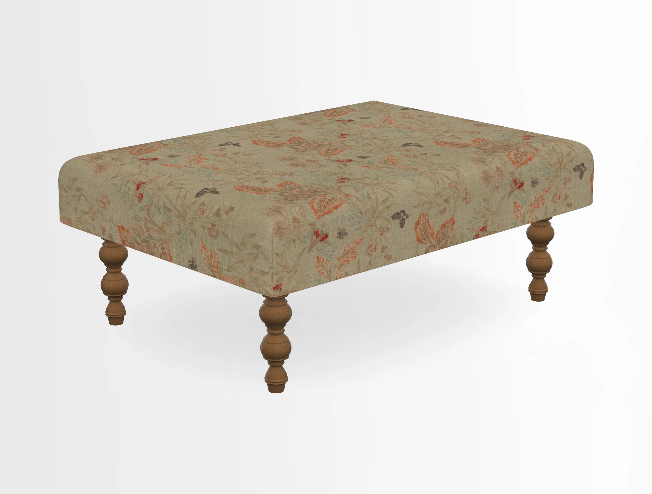 Porthallow Footstool in V&A Threads of India Sulawesi Splendour Indra Winter