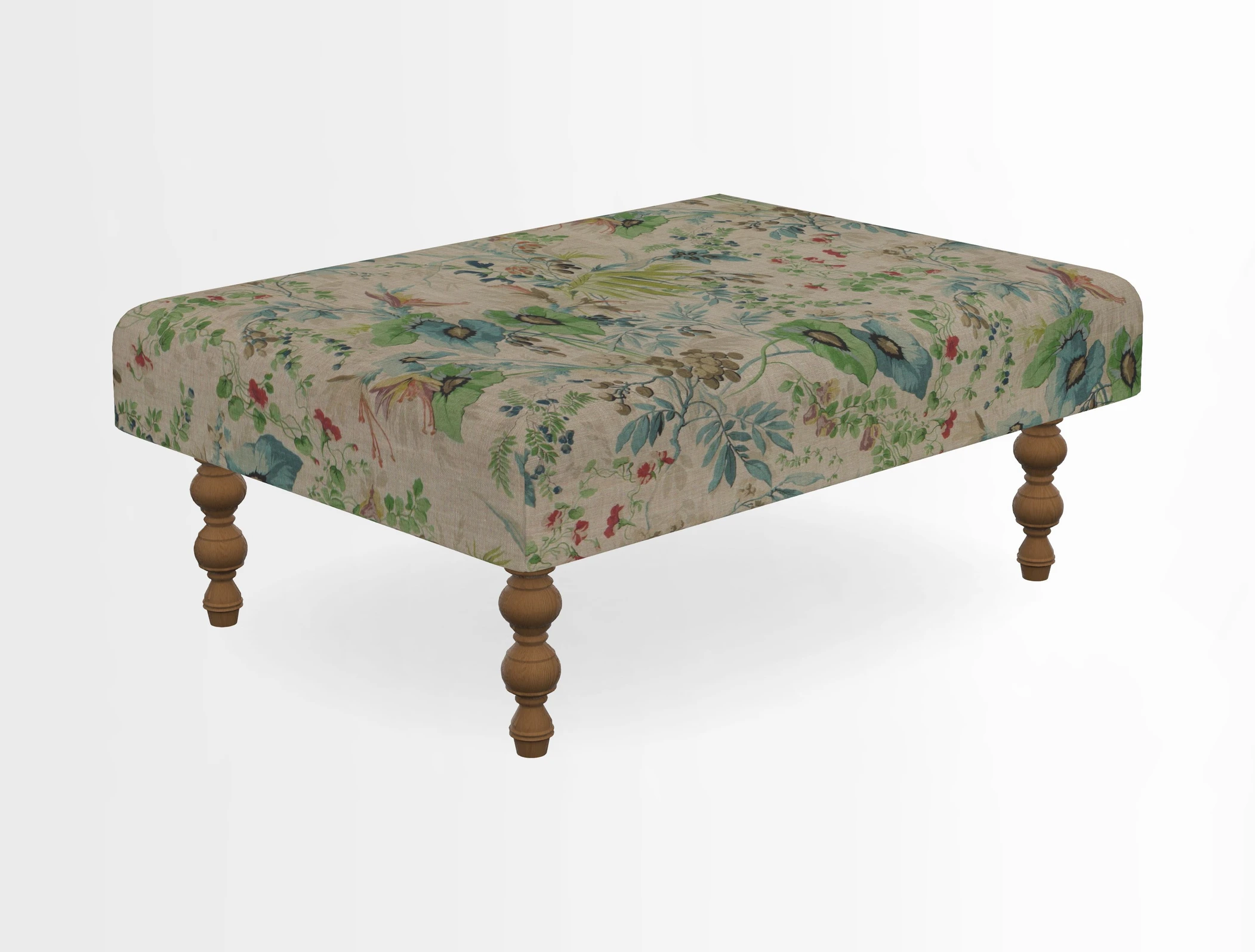 Porthallow Footstool in V&A Threads of India Sulawesi Splendour Indra Winter