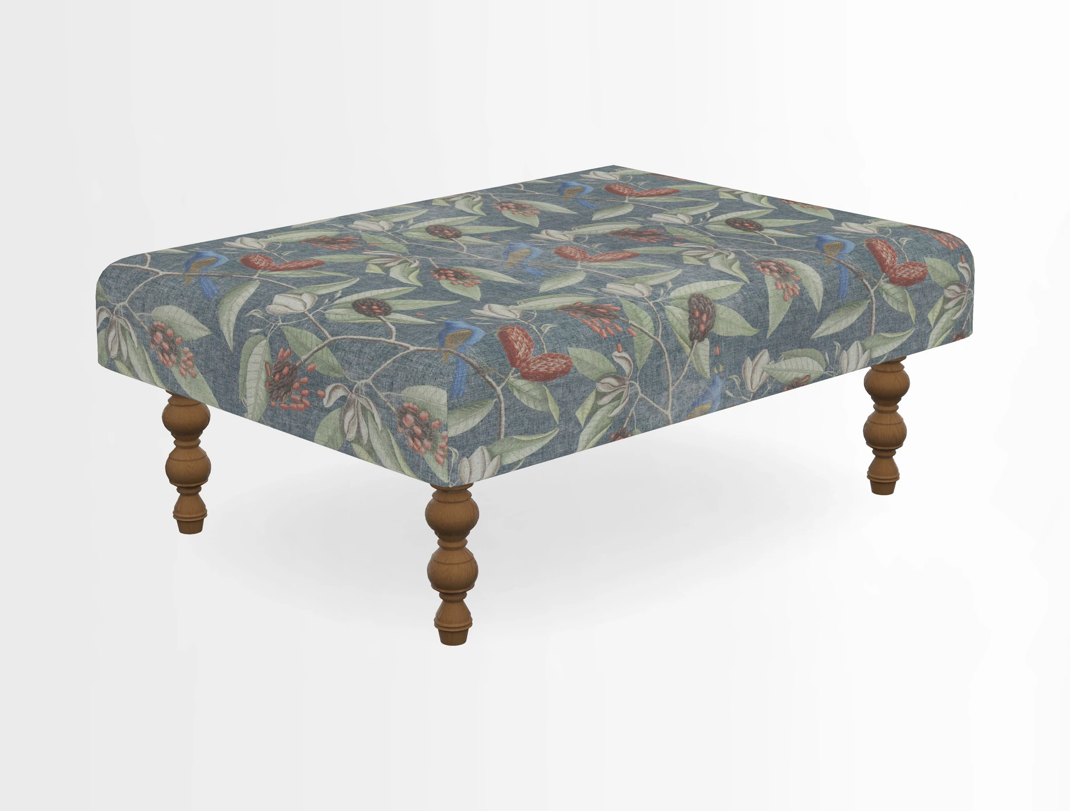 Porthallow Footstool in V&A Threads of India Sulawesi Splendour Indra Winter