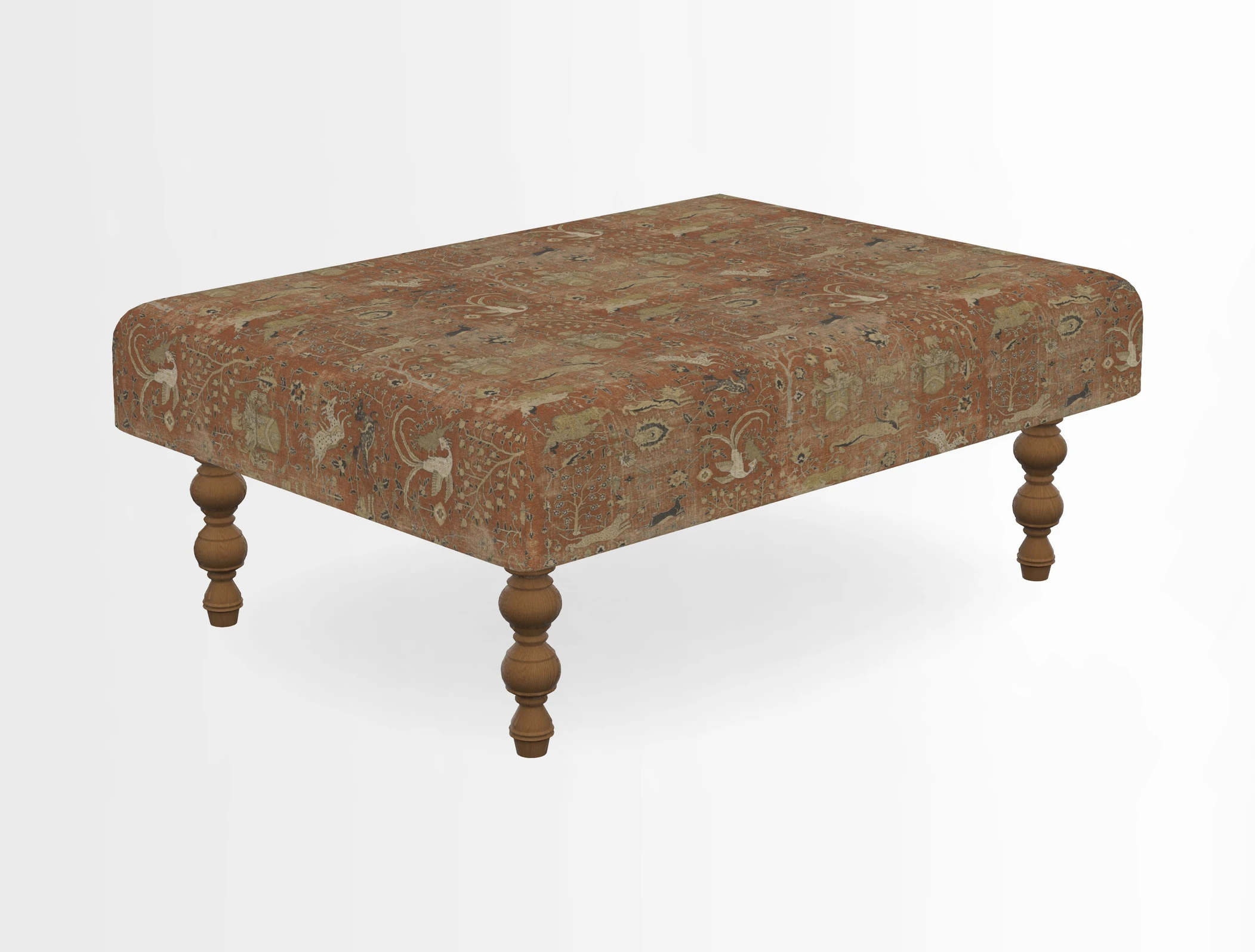 Porthallow Footstool in V&A Threads of India Sulawesi Splendour Indra Winter