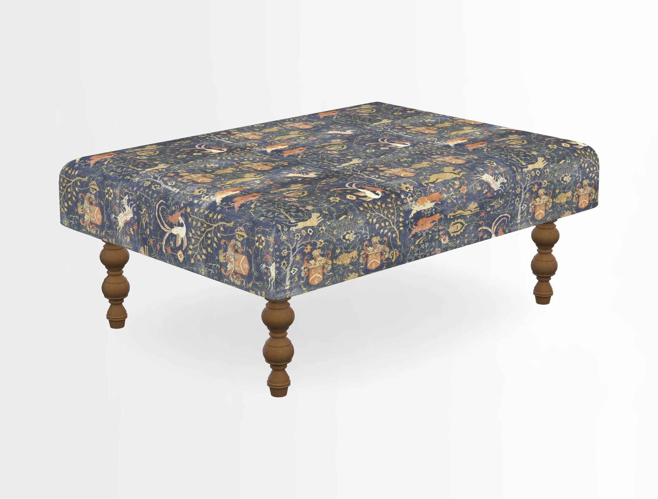 Porthallow Footstool in V&A Threads of India Sulawesi Splendour Indra Winter