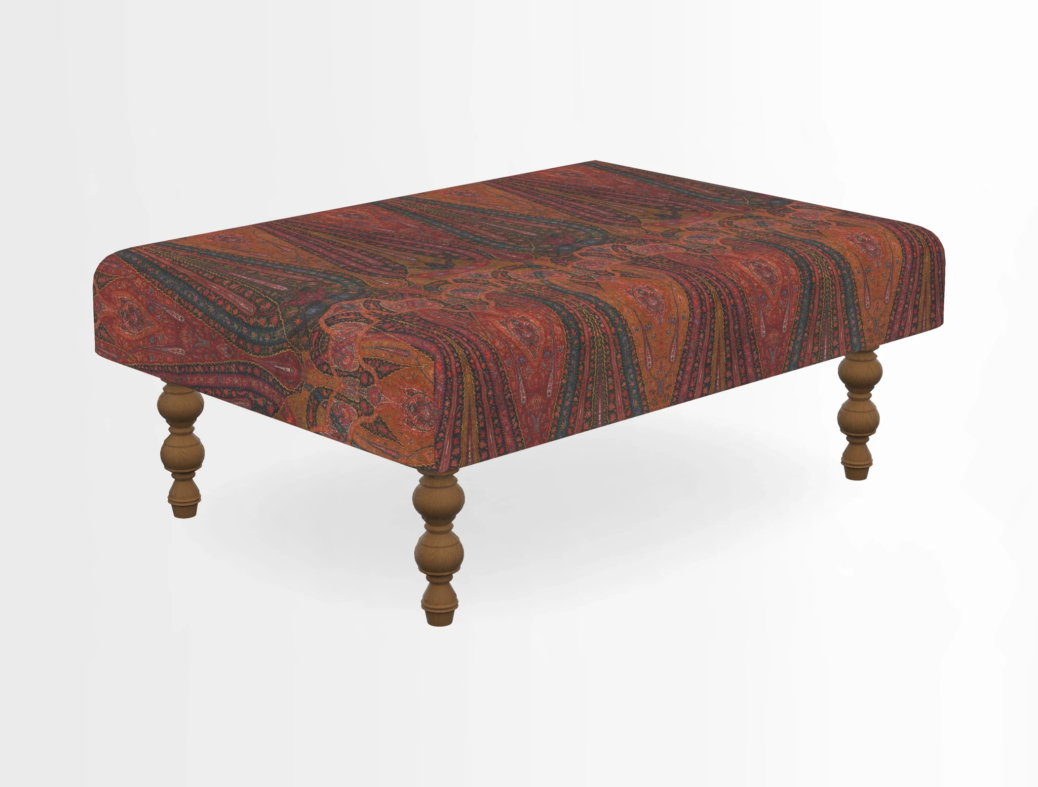 Porthallow Footstool in V&A Threads of India Sulawesi Splendour Indra Winter