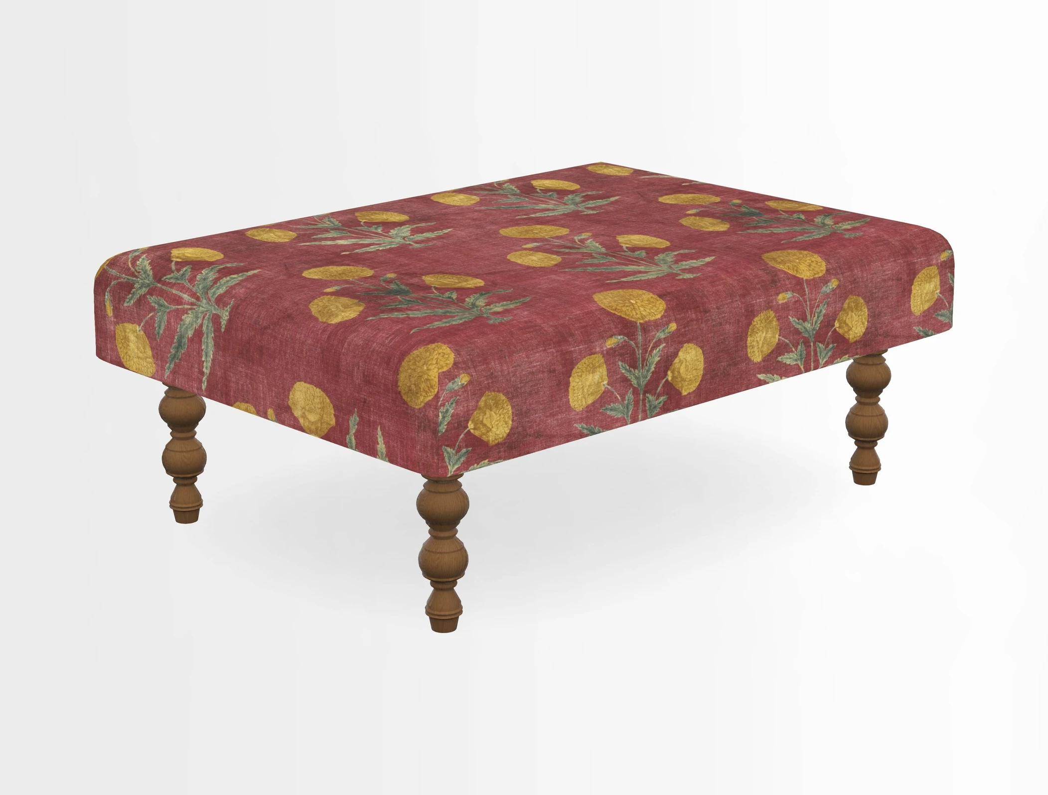 Porthallow Footstool in V&A Threads of India Sulawesi Splendour Indra Winter