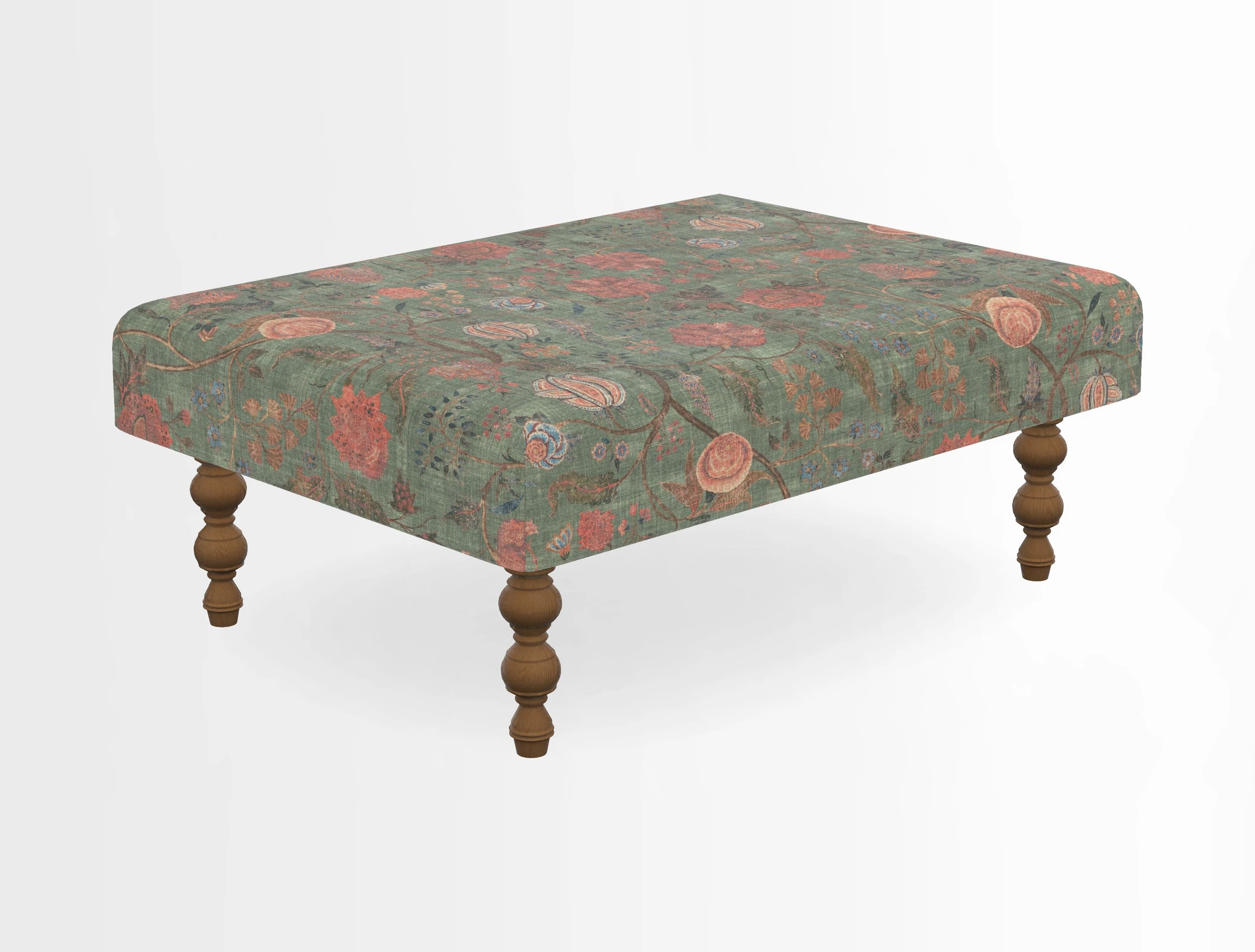 Porthallow Footstool in V&A Threads of India Sulawesi Splendour Indra Winter