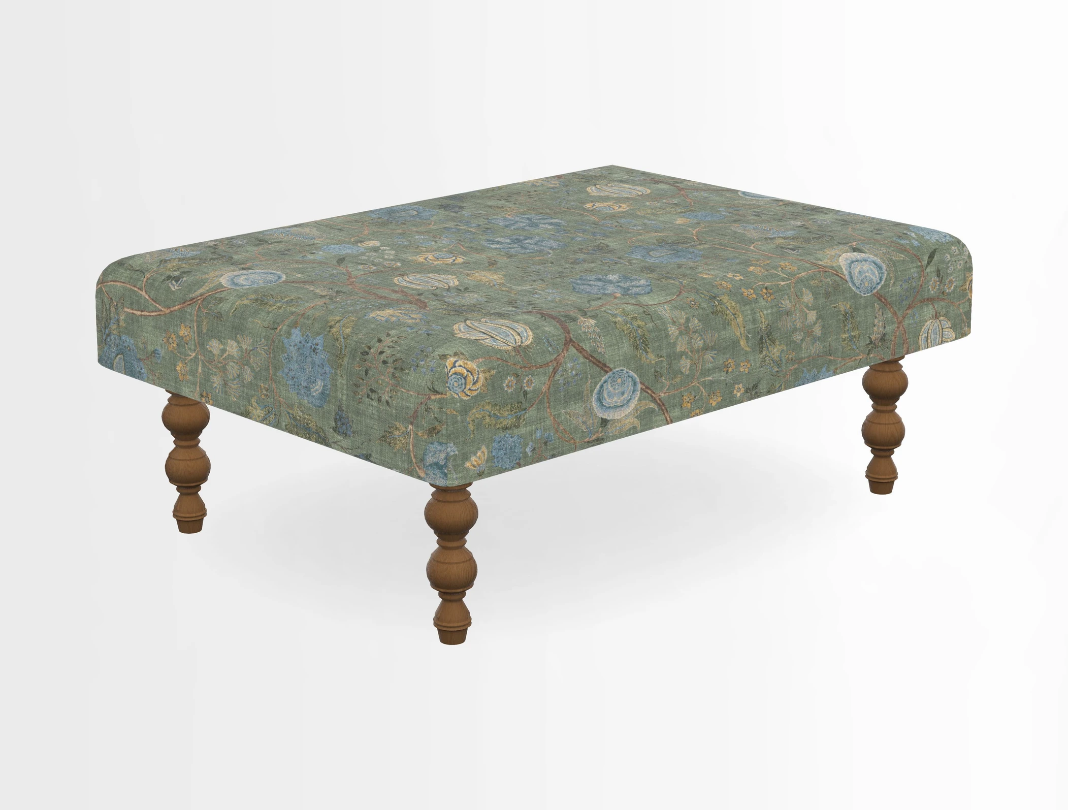 Porthallow Footstool in V&A Threads of India Sulawesi Splendour Indra Winter