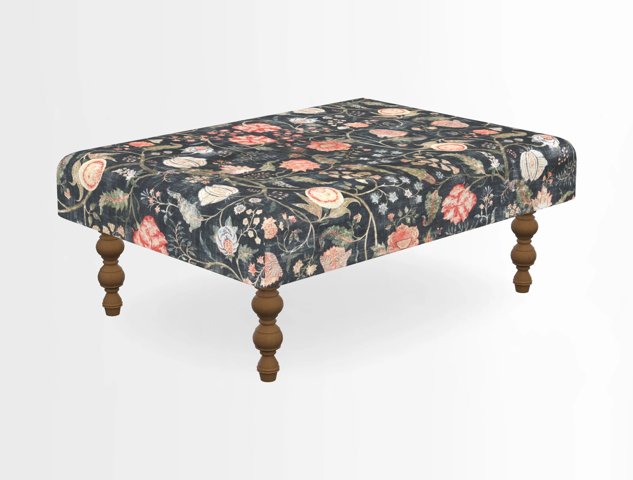 Porthallow Footstool in V&A Threads of India Sulawesi Splendour Indra Winter