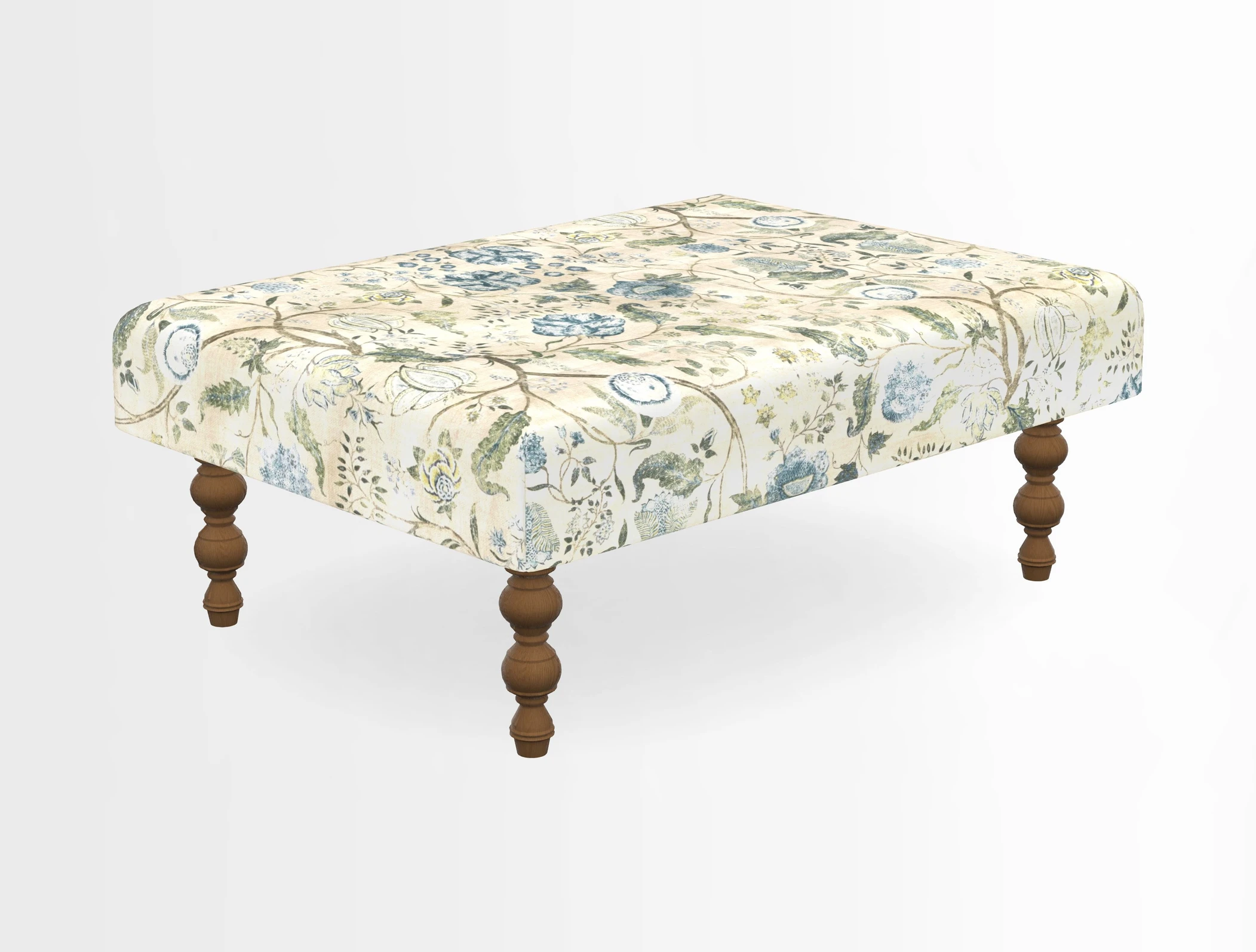 Porthallow Footstool in V&A Threads of India Sulawesi Splendour Indra Winter