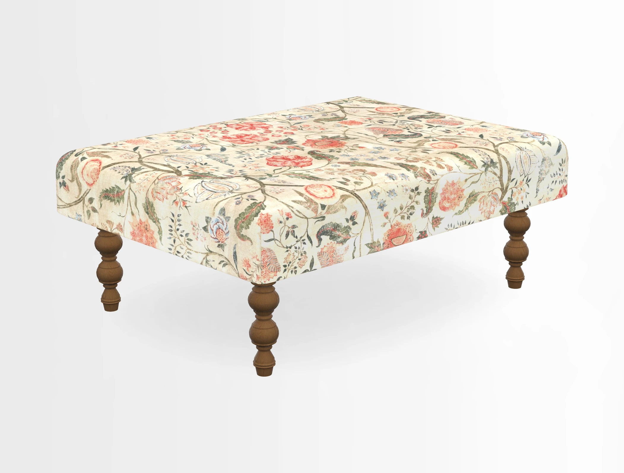 Porthallow Footstool in V&A Threads of India Sulawesi Splendour Indra Winter