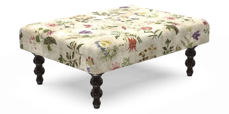 Porthallow Footstool in V&A Threads of India Sulawesi Splendour Indra Winter