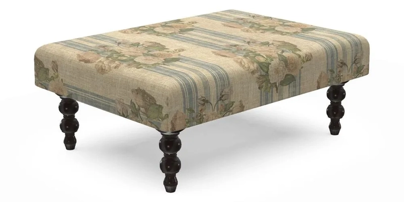 Porthallow Footstool in V&A Threads of India Sulawesi Splendour Indra Winter