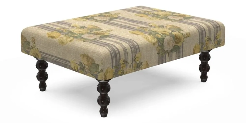 Porthallow Footstool in V&A Threads of India Sulawesi Splendour Indra Winter