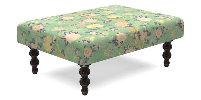 Porthallow Footstool in V&A Threads of India Sulawesi Splendour Indra Winter