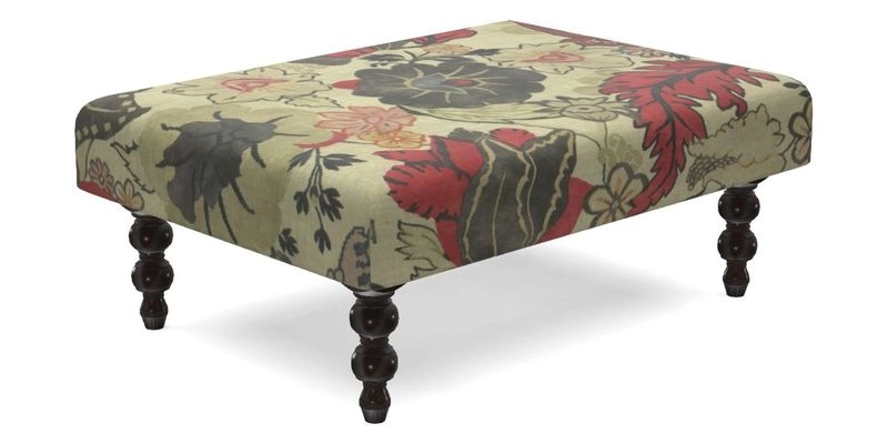 Porthallow Footstool in V&A Threads of India Sulawesi Splendour Indra Winter