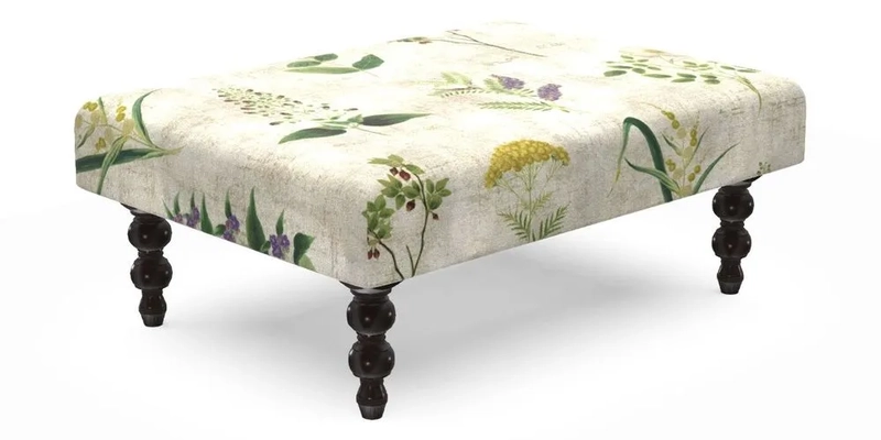 Porthallow Footstool in V&A Threads of India Sulawesi Splendour Indra Winter