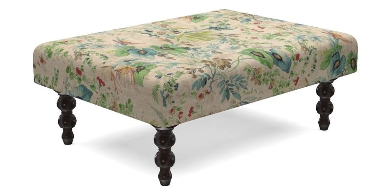 Porthallow Footstool in V&A Threads of India Sulawesi Splendour Indra Winter