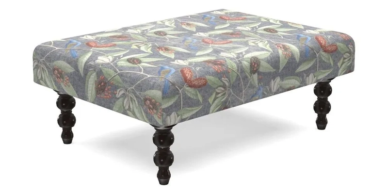 Porthallow Footstool in V&A Threads of India Sulawesi Splendour Indra Winter