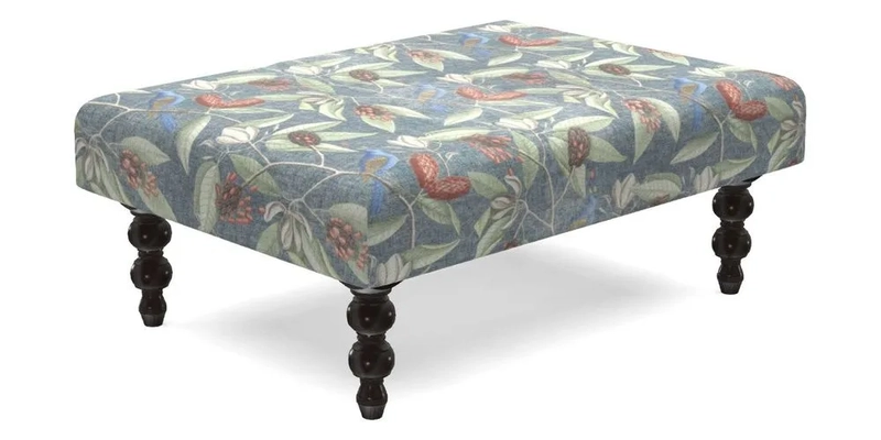 Porthallow Footstool in V&A Threads of India Sulawesi Splendour Indra Winter
