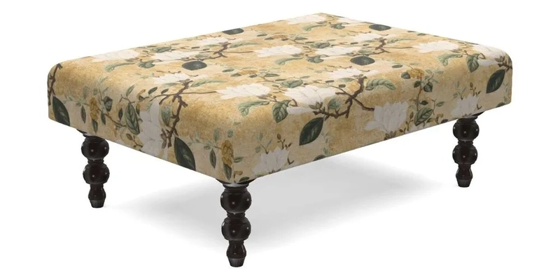 Porthallow Footstool in V&A Threads of India Sulawesi Splendour Indra Winter