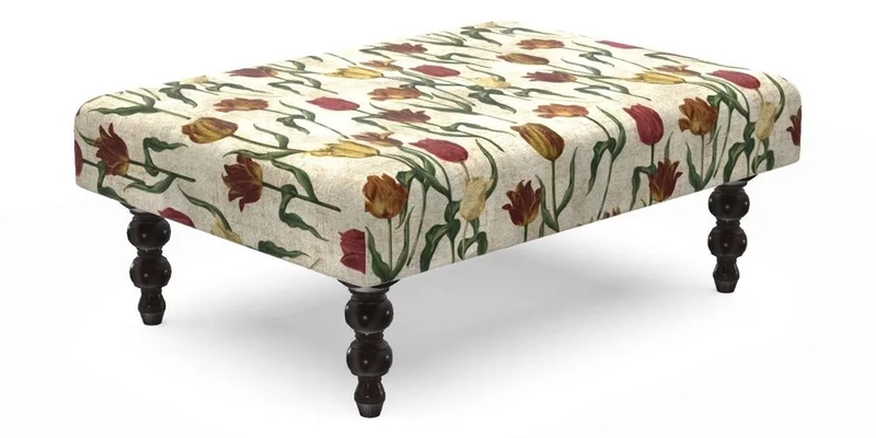 Porthallow Footstool in V&A Threads of India Sulawesi Splendour Indra Winter