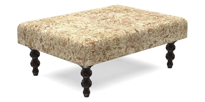 Porthallow Footstool in V&A Threads of India Sulawesi Splendour Indra Winter