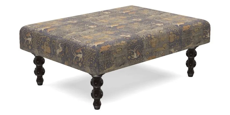 Porthallow Footstool in V&A Threads of India Sulawesi Splendour Indra Winter